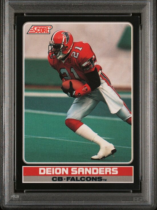 DEION SANDERS Falcons HOF 1990 Score Young Superstars #15  1990 Score Young Superstars Deion Sanders #15 PSA 8